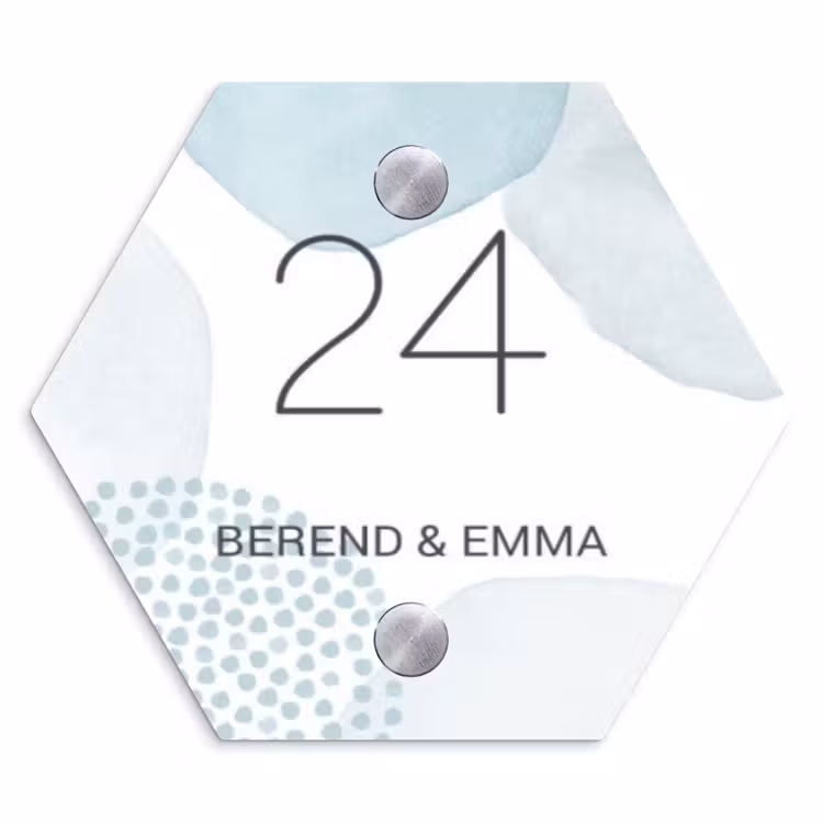 Abstract blauw - Klassiek Naambord Hexagon klein -3d