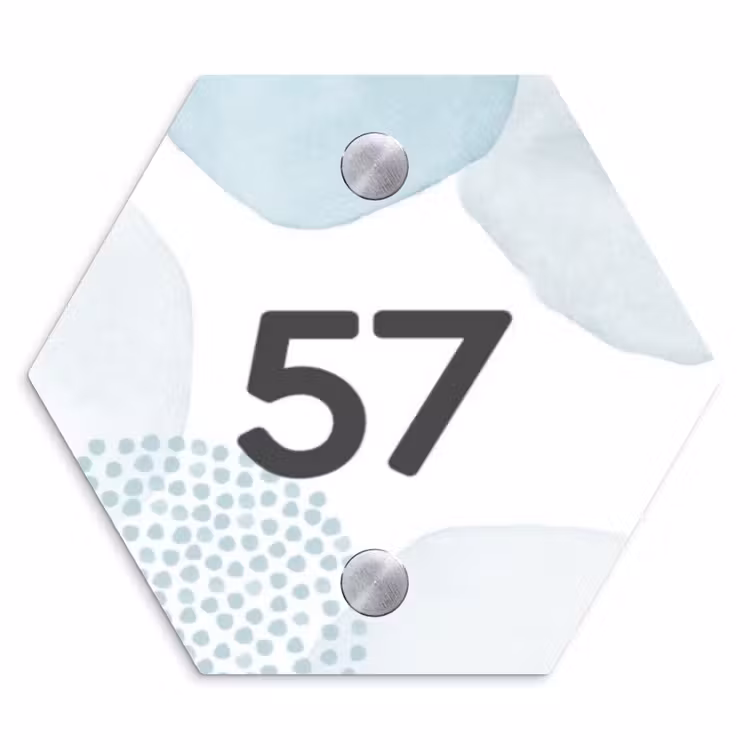 Abstract blauw - Traditioneel Naambord Hexagon klein -3d