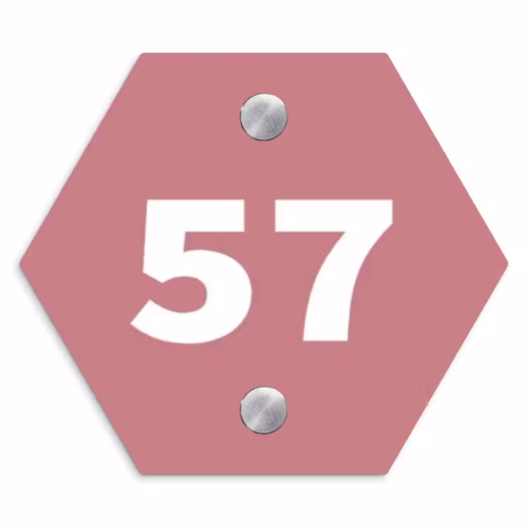 Oudroze - Traditioneel Naambord Hexagon klein -3d