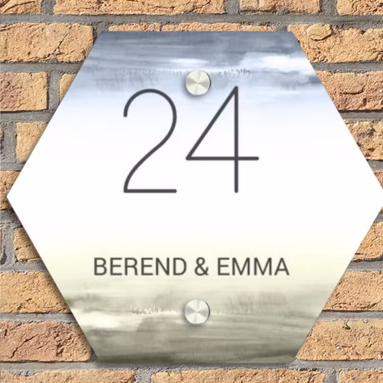 Aquarelachtergrond - Klassiek Naambord Hexagon klein -sfeer1