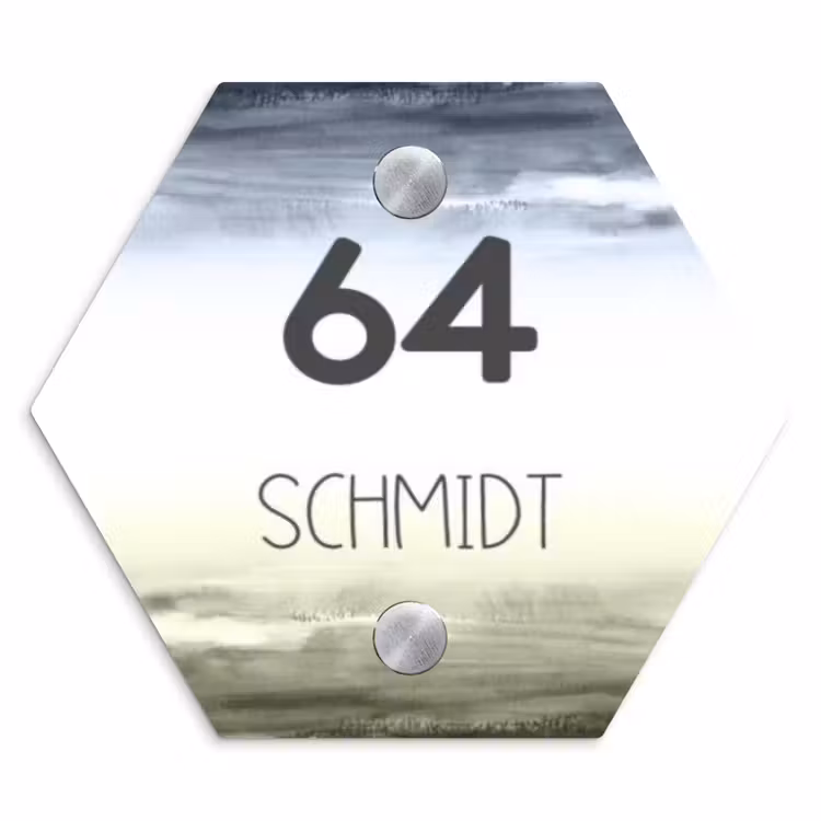 Aquarelachtergrond - Modern Naambord Hexagon klein -3d