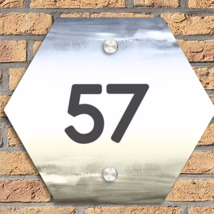 Aquarelachtergrond - Traditioneel Naambord Hexagon klein -sfeer1