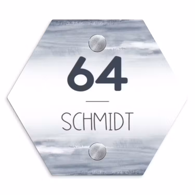 Aquarelstreken - Modern Naambord Hexagon klein -3d