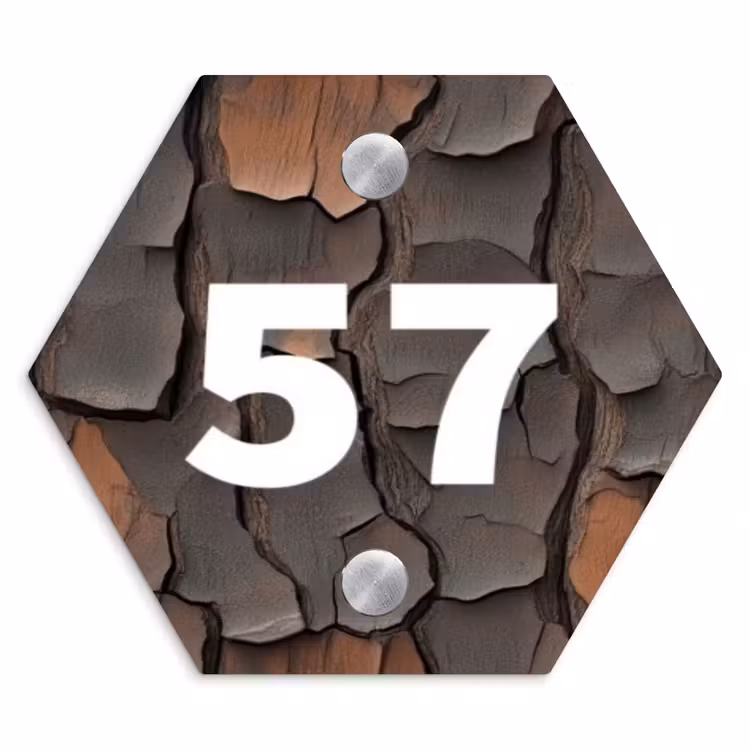 Boomschors - Traditioneel Naambord Hexagon klein -3d