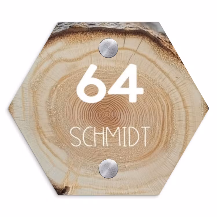 Baumscheibe - Modern Naambord Hexagon klein -3d