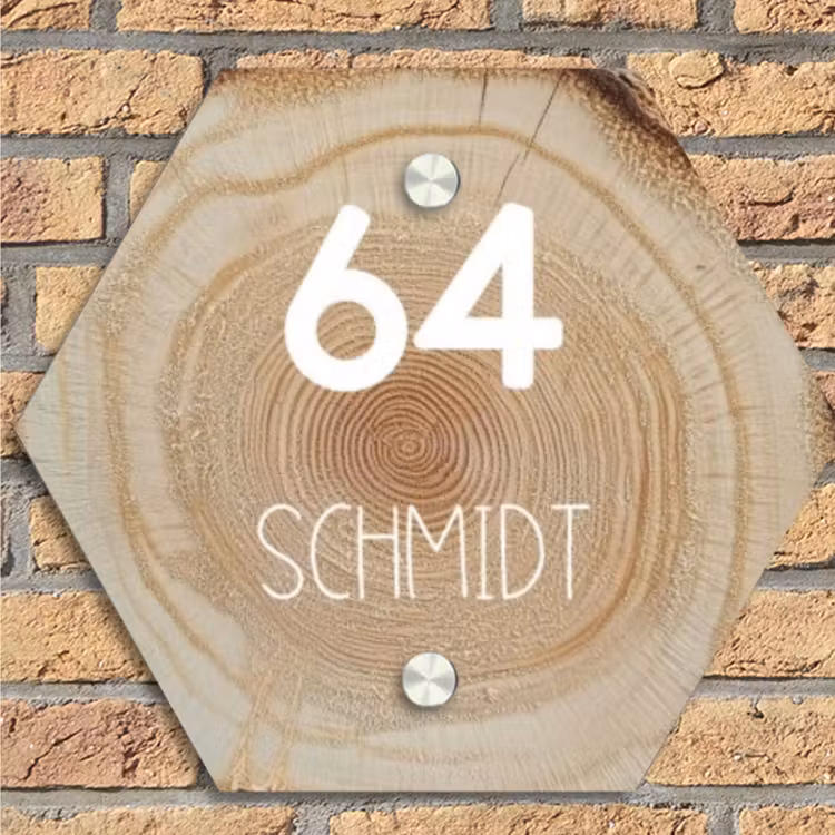 Baumscheibe - Modern Naambord Hexagon klein -sfeer1