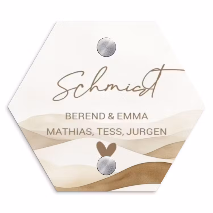 Beige landschap - Sierlijk Naambord Hexagon klein -3d