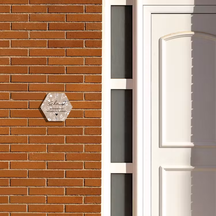 Beiges Blumenmuster - Elegant Naambord Hexagon klein -sfeer3-hexagon-XS