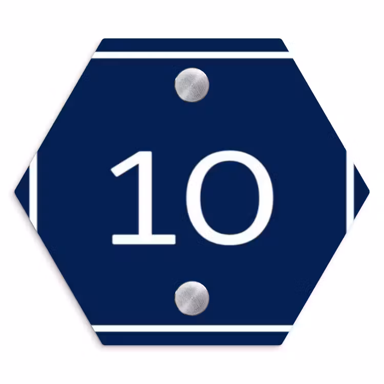 Blauw - Kader - Regulier Naambord Hexagon klein -3d