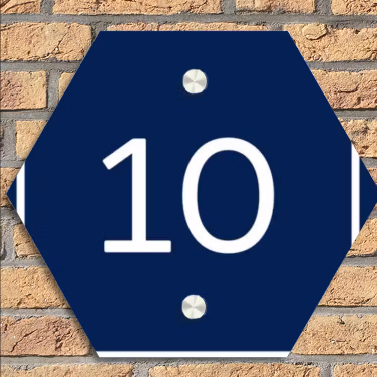 Blauw - Kader - Regulier Naambord Hexagon klein -sfeer1