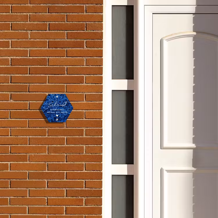 Blauwe rozen - Sierlijk Naambord Hexagon klein -sfeer3-hexagon-XS