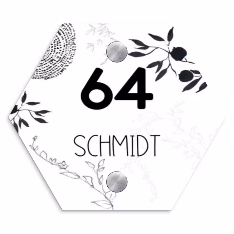 Botanisch - Modern Naambord Hexagon klein -3d