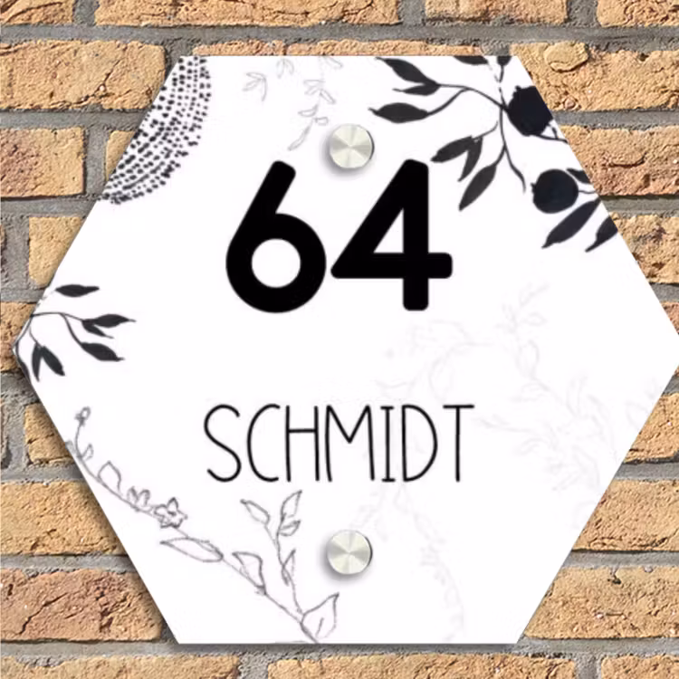 Botanisch - Modern Naambord Hexagon klein -sfeer1