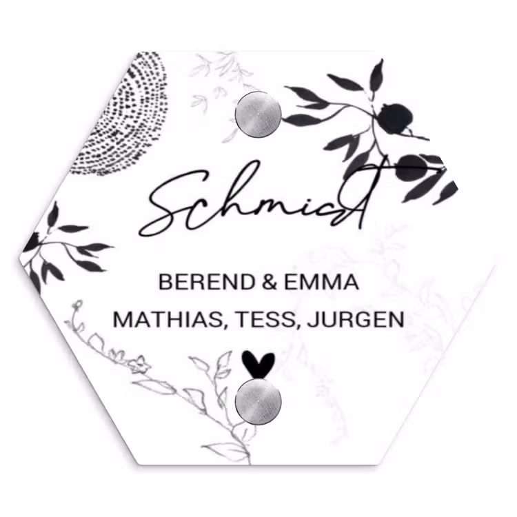 Botanisch - Sierlijk Naambord Hexagon klein -3d