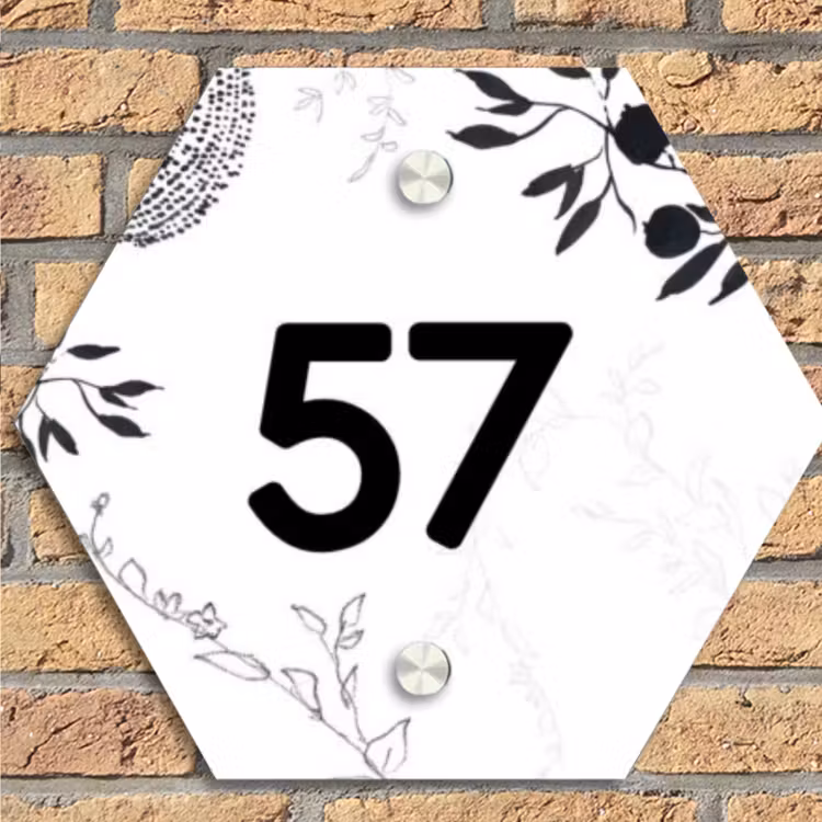 Botanisch - Traditioneel Naambord Hexagon klein -sfeer1