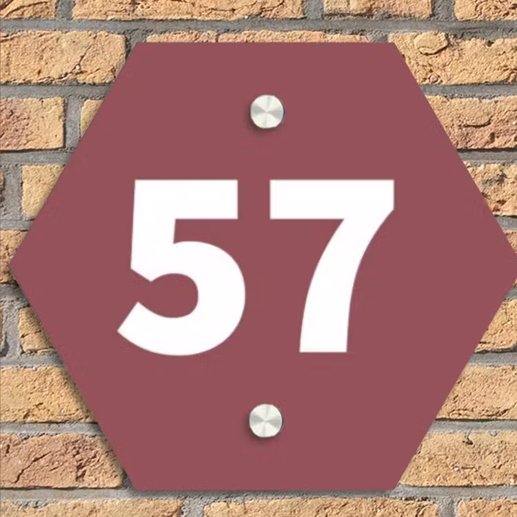 Donker oudroze - Traditioneel Naambord Hexagon klein -sfeer1