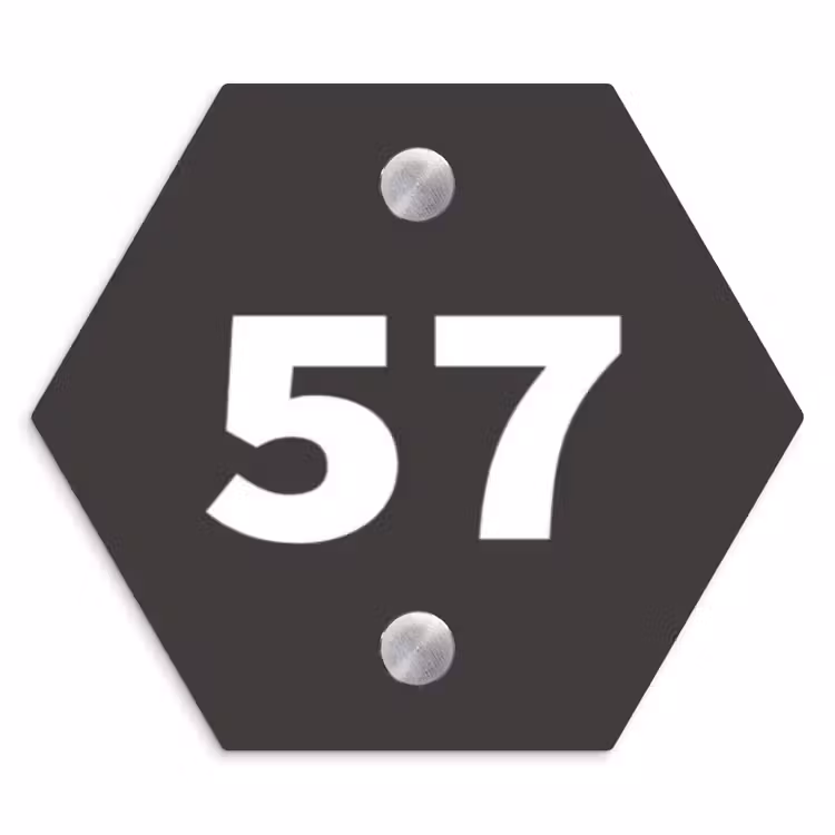 Donkergrijs - Traditioneel Naambord Hexagon klein -3d
