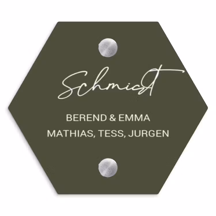Donkergroen - Sierlijk Naambord Hexagon klein -3d