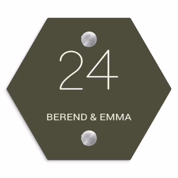 Donkergroen - Klassiek Naambord Hexagon klein -3d