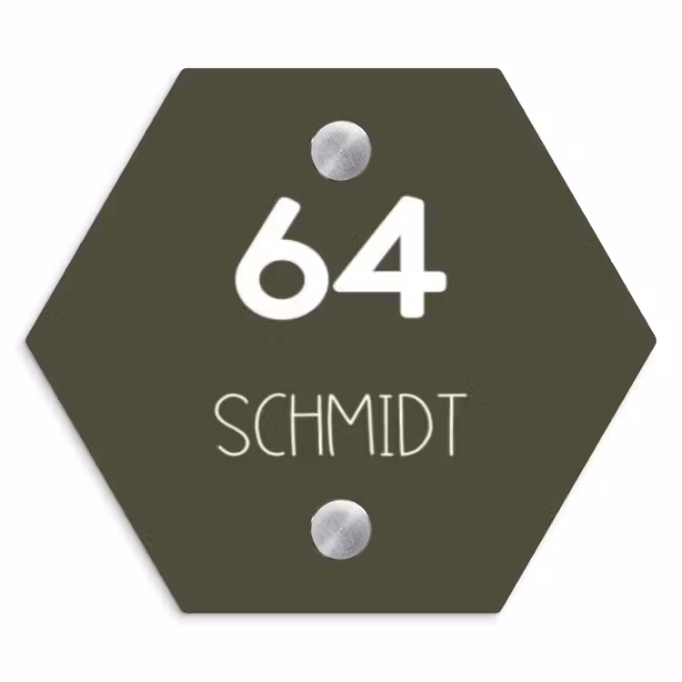 Donkergroen - Modern Naambord Hexagon klein -3d