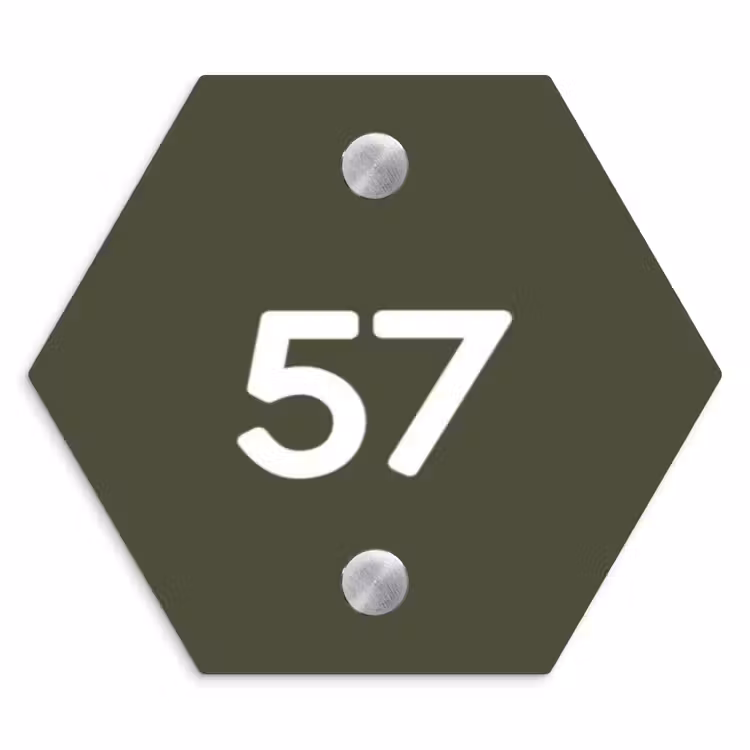 Donkergroen - Traditioneel Naambord Hexagon klein -3d