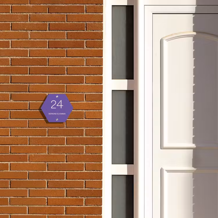 Donkerpaars - Klassiek Naambord Hexagon klein -sfeer3-hexagon-XS