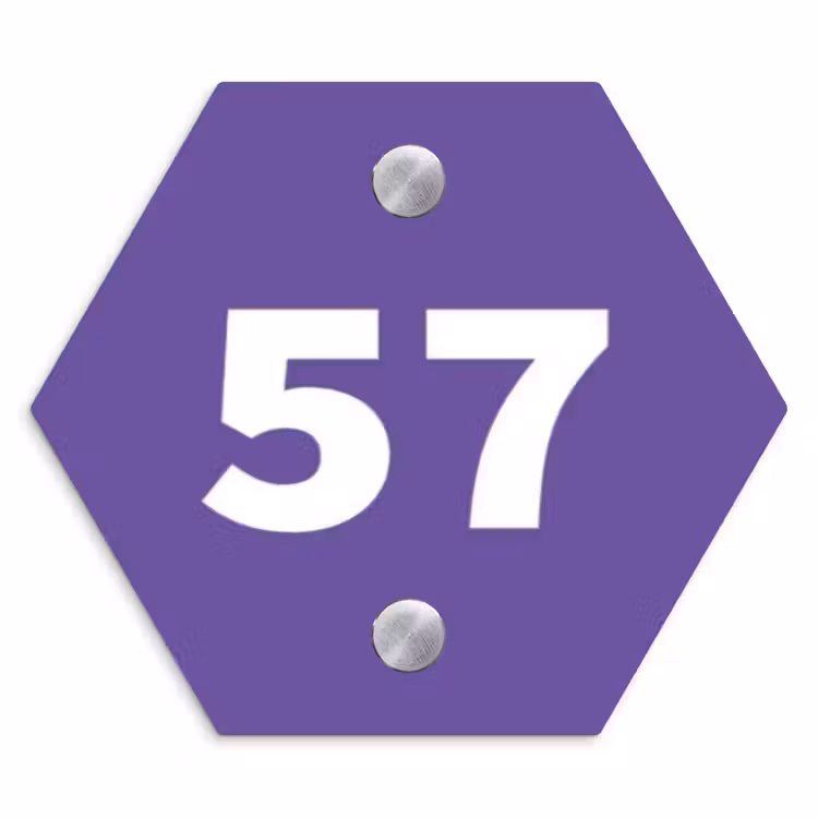 Donkerpaars - Traditioneel Naambord Hexagon klein -3d