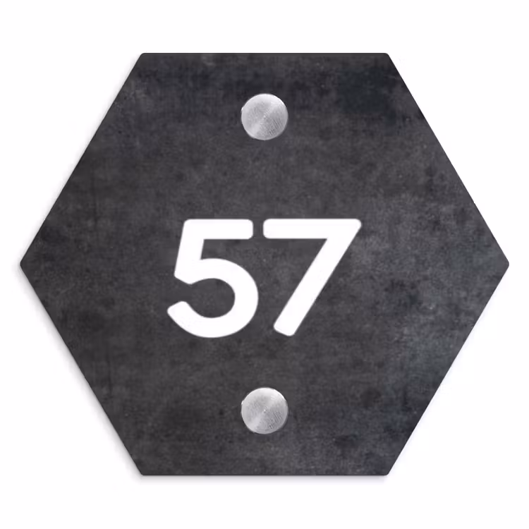 Donker steen - Traditioneel Naambord Hexagon klein -3d