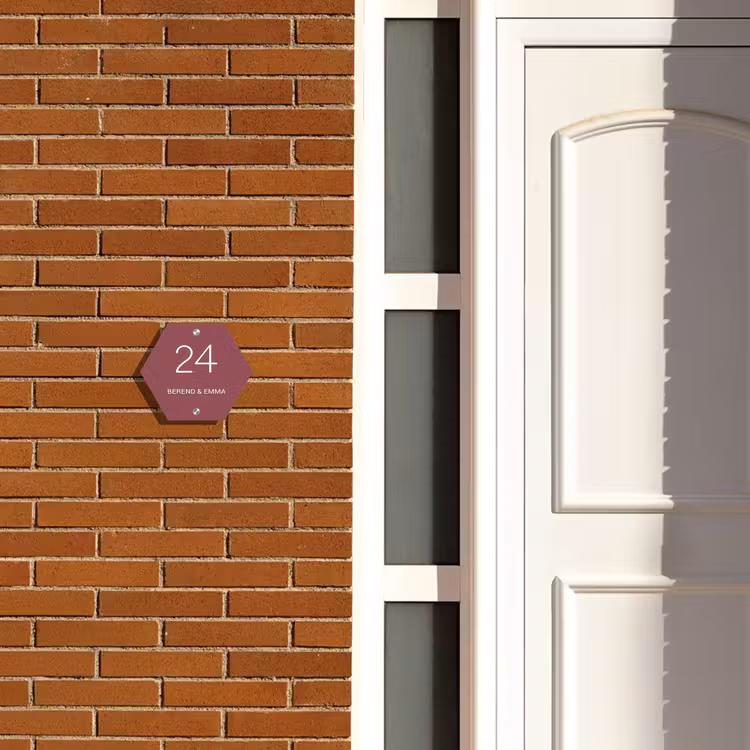 Donker oudroze - Klassiek Naambord Hexagon klein -sfeer3-hexagon-XS