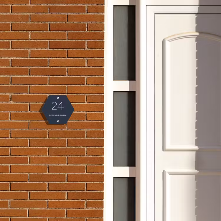Effen blauw - Klassiek Naambord Hexagon klein -sfeer3-hexagon-XS