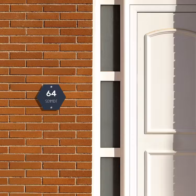 Effen blauw - Modern Naambord Hexagon klein -sfeer3-hexagon-XS