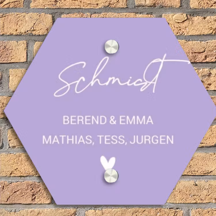 Effen - Lila - Sierlijk Naambord Hexagon klein -sfeer1