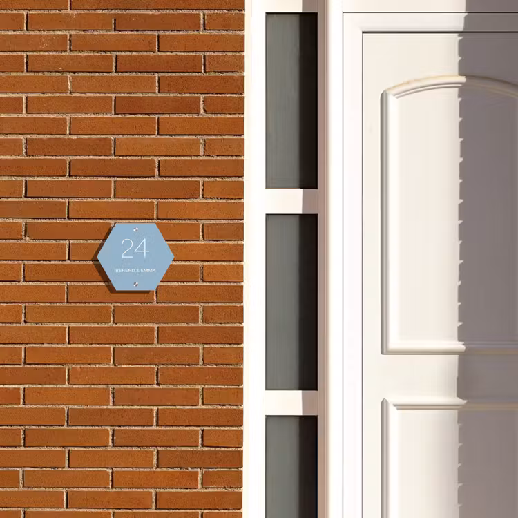 Effen - Lichtblauw - Klassiek Naambord Hexagon klein -sfeer3-hexagon-XS