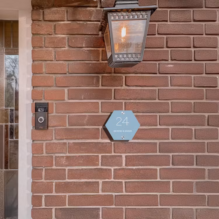 Effen - Lichtblauw - Klassiek Naambord Hexagon klein -sfeer7-hexagon-XS