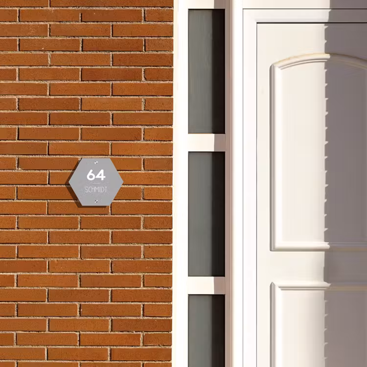 Effen lichtgrijs - Modern Naambord Hexagon klein -sfeer3-hexagon-XS
