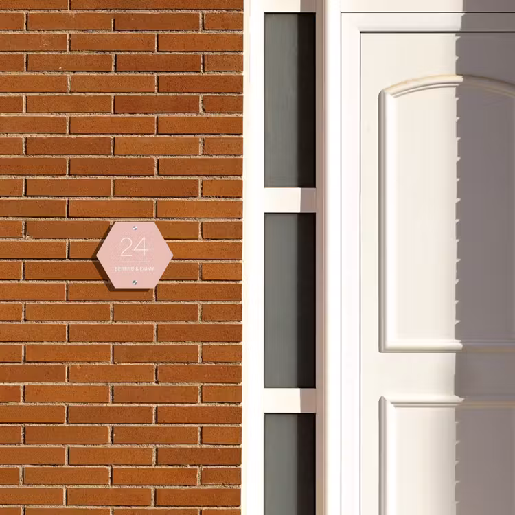 Effen roze - Klassiek Naambord Hexagon klein -sfeer3-hexagon-XS