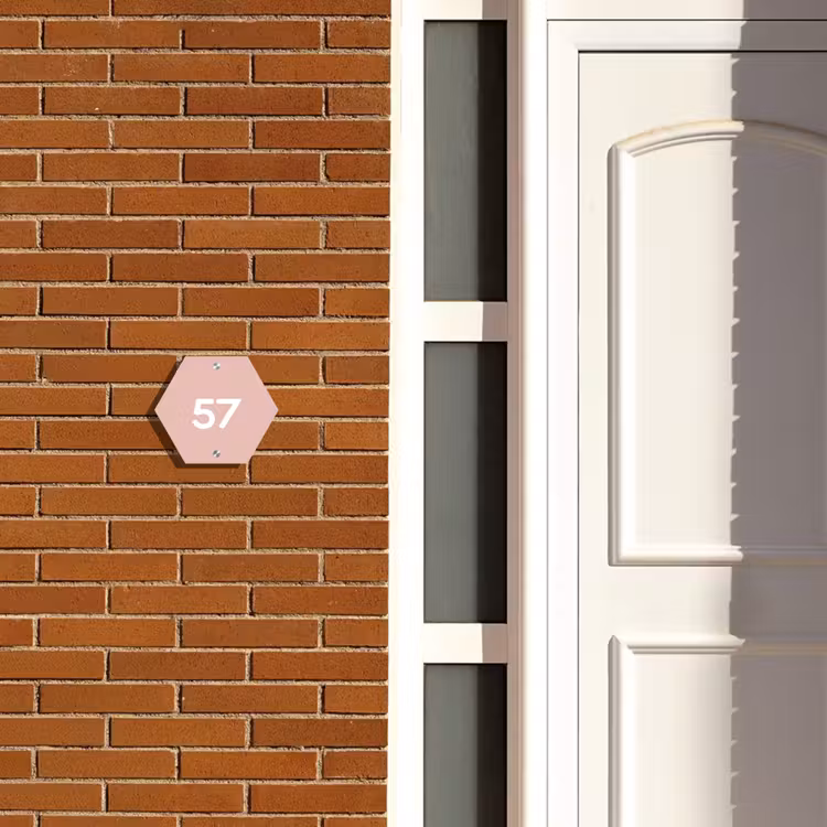 Effen roze - Traditioneel Naambord Hexagon klein -sfeer3-hexagon-XS