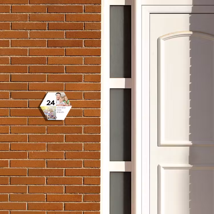 Familieportret strak - Klassiek Naambord Hexagon klein -sfeer3-hexagon-XS