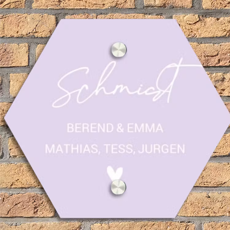 Lila - Sierlijk Naambord Hexagon klein -sfeer1