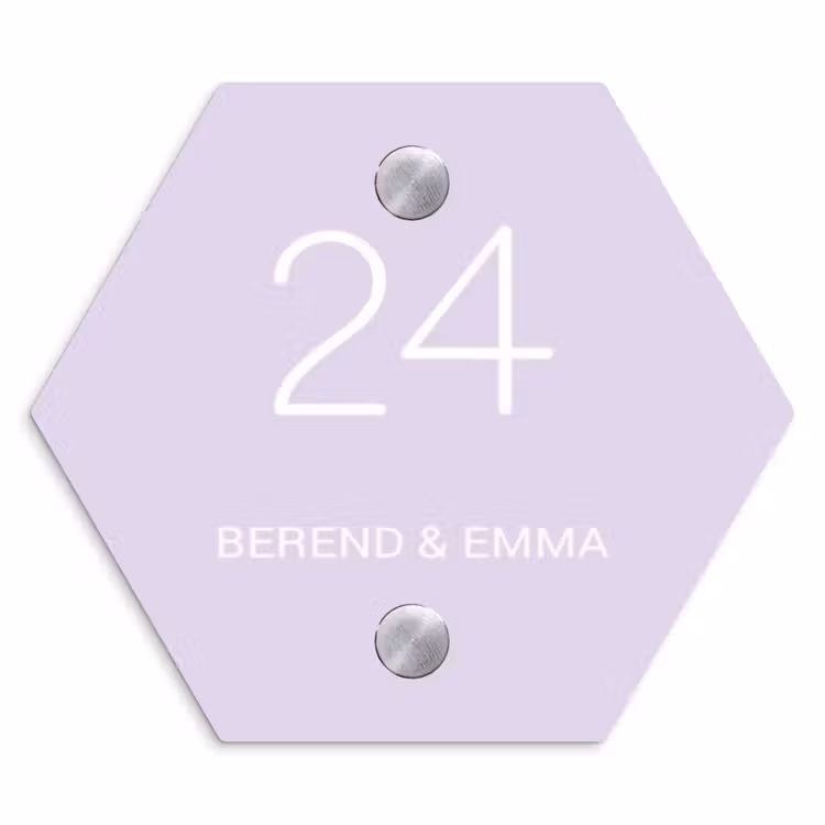 Lila - Klassiek Naambord Hexagon klein -3d