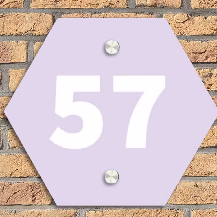Lila - Traditioneel Naambord Hexagon klein -sfeer1