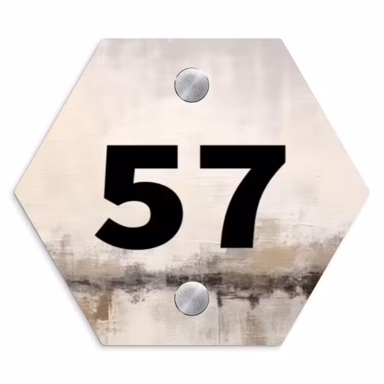 Geschilderd - Traditioneel Naambord Hexagon klein -3d