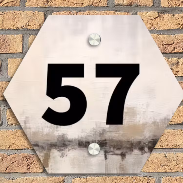 Geschilderd - Traditioneel Naambord Hexagon klein -sfeer1