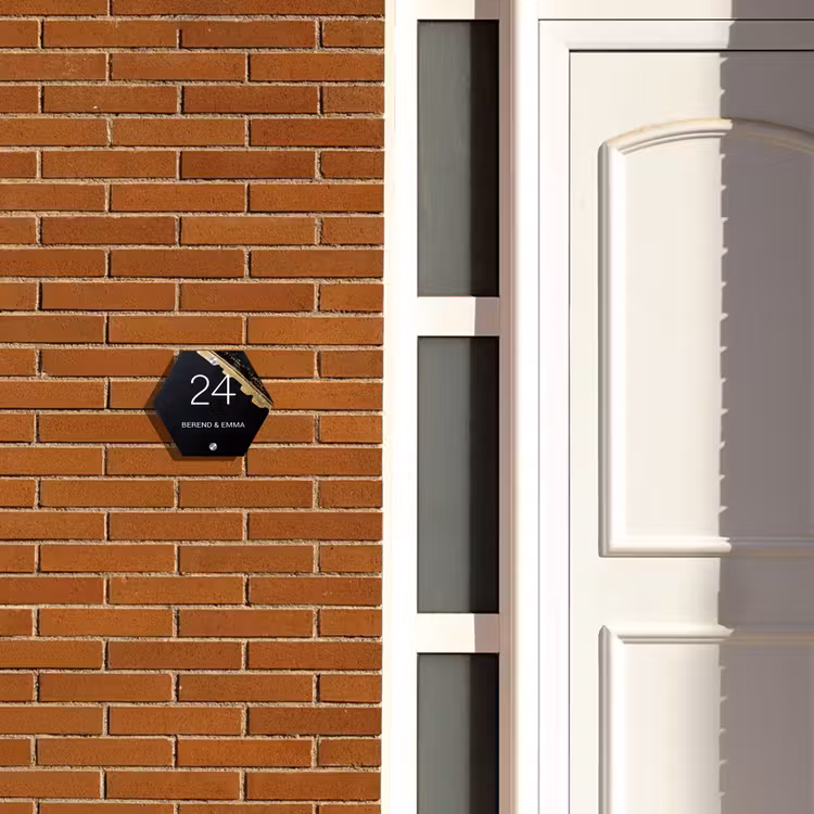 Gouden hoek - Klassiek Naambord Hexagon klein -sfeer3-hexagon-XS
