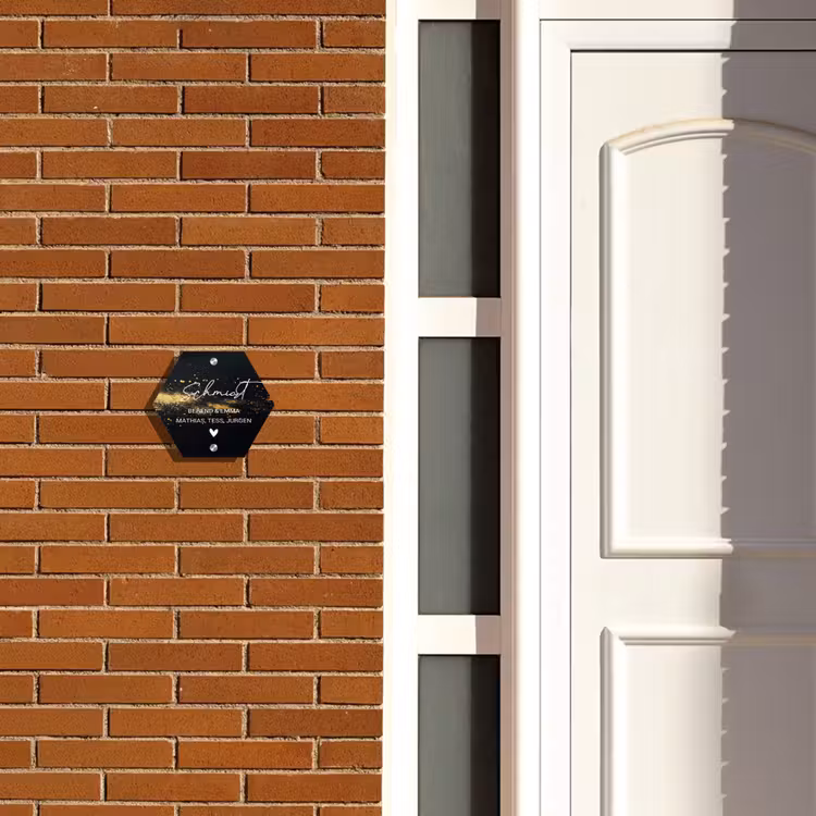 Gouden verfspatten- Sierlijk Naambord Hexagon klein -sfeer3-hexagon-XS