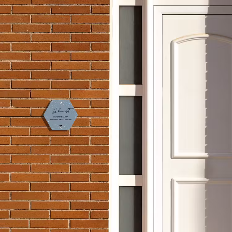 Grijsgroen met stippen - Sierlijk Naambord Hexagon klein -sfeer3-hexagon-XS