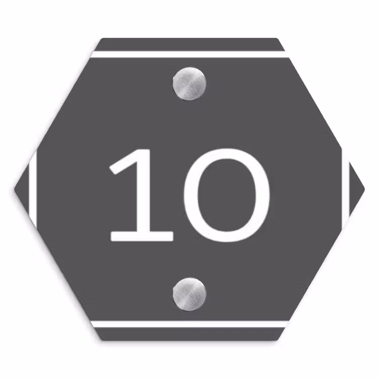 Grijs - Kader - Regulier Naambord Hexagon klein -3d