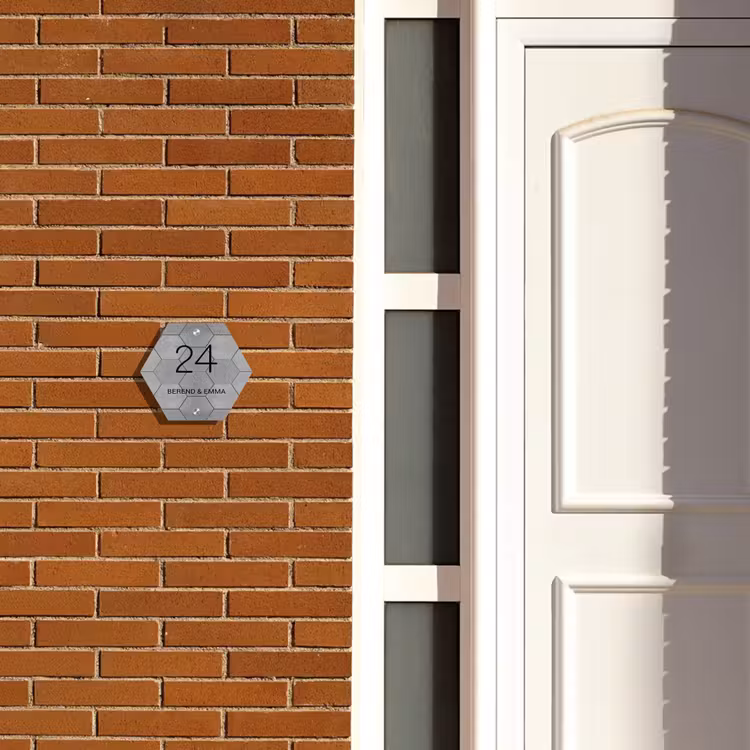 Grijze tegels - Klassiek Naambord Hexagon klein -sfeer3-hexagon-XS