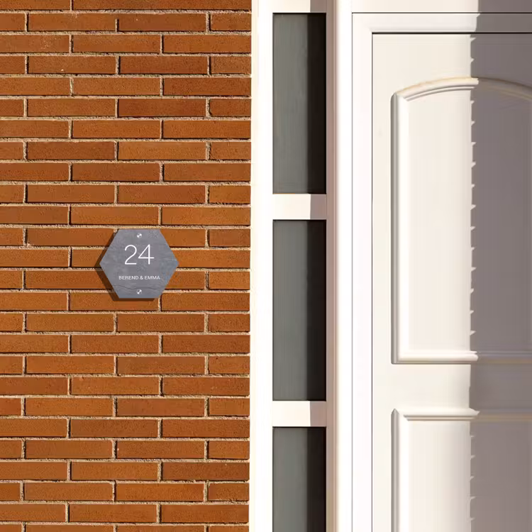 Grijze natuursteen - Klassiek Naambord Hexagon klein -sfeer3-hexagon-XS