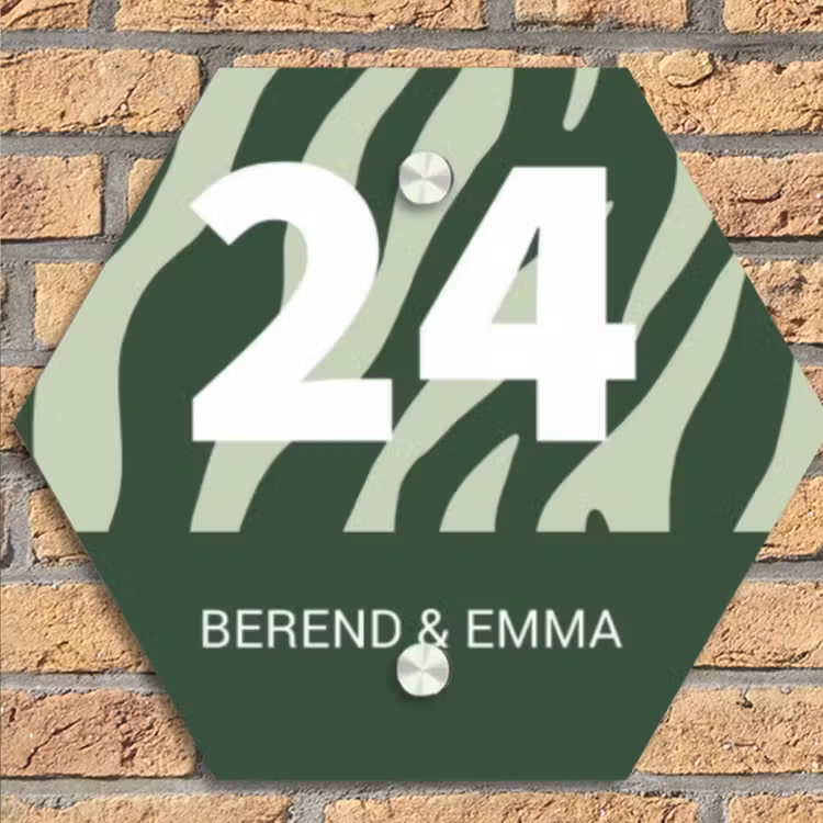 Groen zebra - Klassiek Naambord Hexagon klein -sfeer1